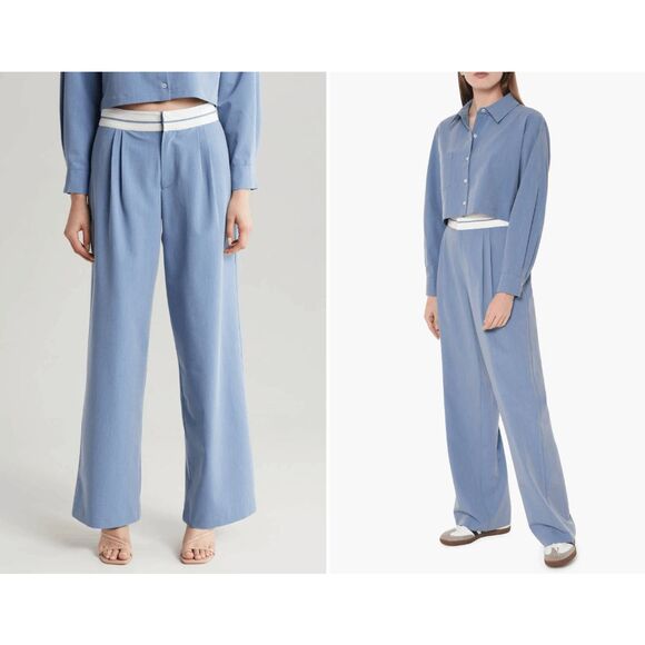 WAYF (NORDSTROMS) Green Preston Pleated Wide Leg Pants, Sz Large, MP $99 - Picture 10 of 10